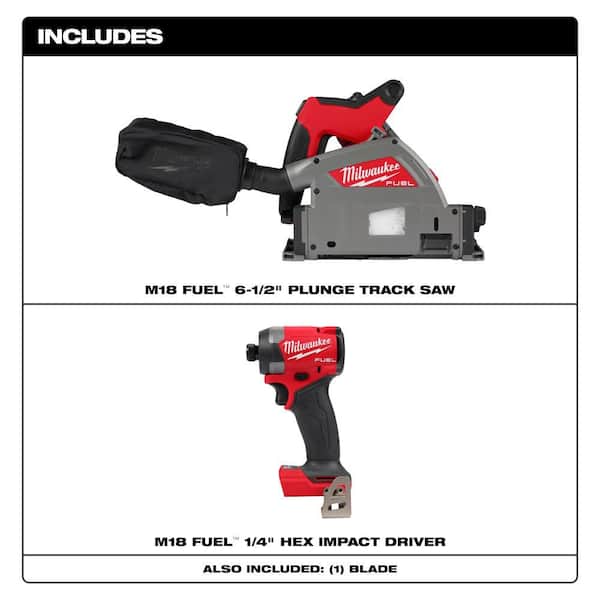 M18 FUEL 18V Lithium-Ion Cordless Brushless 6-1/2 in. Plunge Cut Track Saw w/ Impact Driver