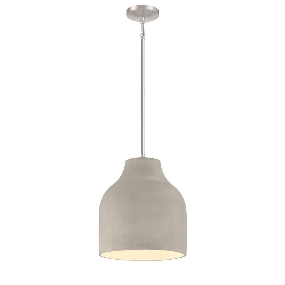 George Kovacs Sima 60-Watt 1-Light Burnished Nickel Teardrop Pendant Light  with Natural Cement Shade, No Bulbs Included P1886-084C - The Home Depot
