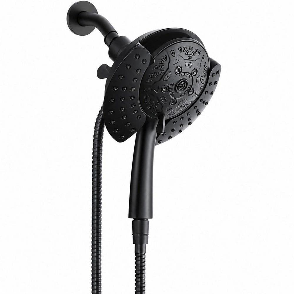 1-Piece Shower Heads with Handheld Spray Combo Included 60 in. Rotatable Stainless Steel Hose in Mattle Black