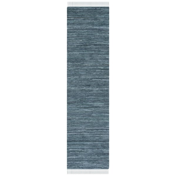 Vintage Leather 2 ft. x 9 ft. Blue/Gray Solid Marle Runner Rug