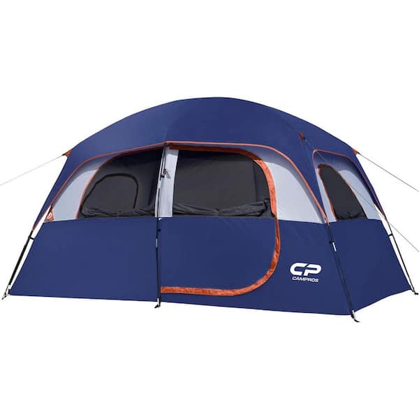 America's Finest 6/8-Person 11 ft. x 7 ft. Blue Pop Up Canopy, Outdoor Camping Tent with Storage Bag and Window, Double Layer, Waterproof