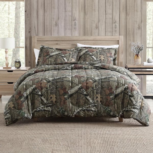 King COMFORTER BLACK CAMO 1pc CAMOUFLAGE WOODS CABIN TREE HUNTING BEDDING 