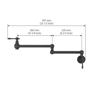 Wall Mounted Pot Filler Faucet with Double Joint Swing Arms in Black