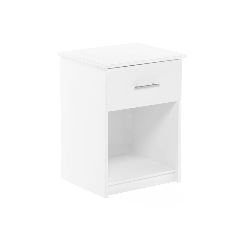 Furinno Tidur Nightstand with Handle with One Drawer  Solid White