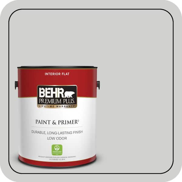 BEHR PREMIUM PLUS 1 gal. #N520-1 White Metal Flat Low Odor Interior Paint & Primer