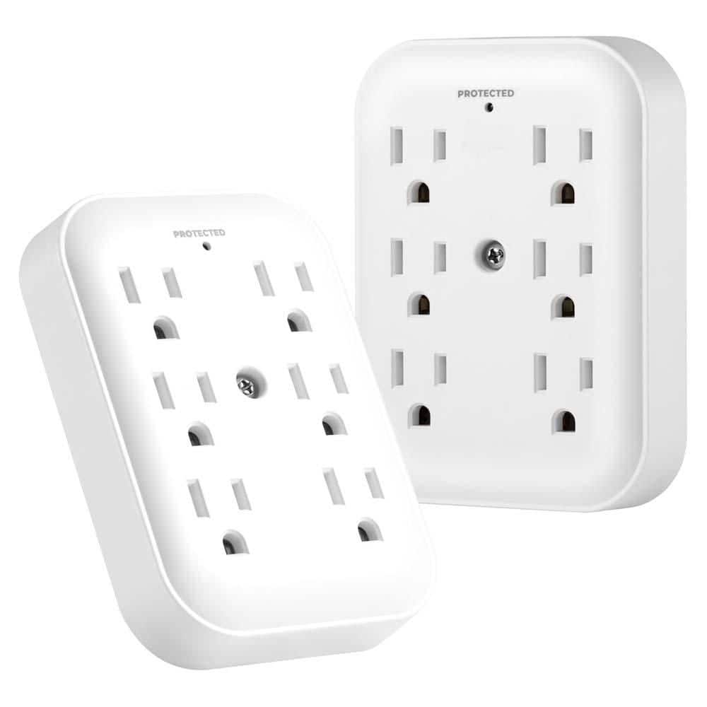 6-Outlet Surge Protector Wall Plug Extender 2-Pack with 840J Protection Multi Plug Adapter ETL/UL Certified White price history on PriceWatchPro