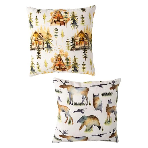 SULLIVANS 17.5 in. Woodland Throw PIllow Set of 2, Cotton