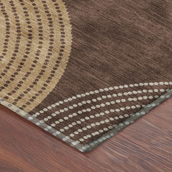 Mayfield Premium Machine Washable Abstract AMF2281 Chocolate 3 ft. x 4 ft. Area Rug