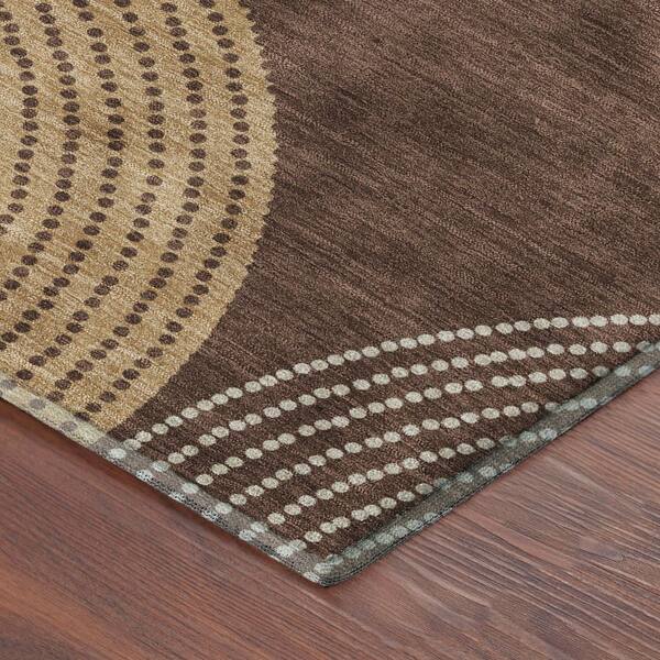 Mayfield Premium Machine Washable Abstract AMF2281 Chocolate 9 ft. x 12 ft. Area Rug