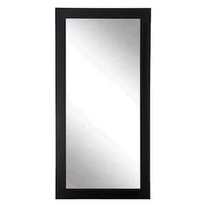 Medium Matte Black Modern Mirror (32 in. H X 71 in. W)