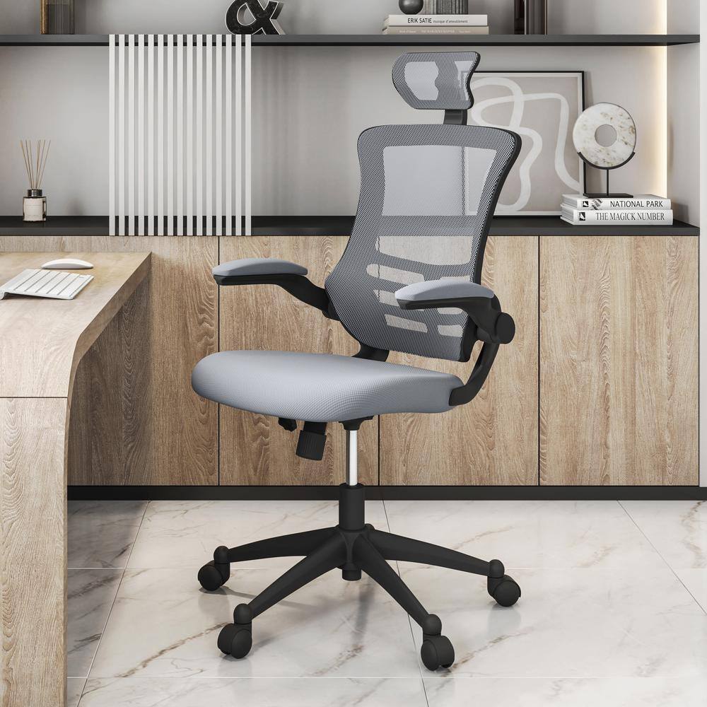 26.5 in. Width Big and Tall Silver Grey Fabric Ergonomic Chair with Adjustable Height - Thumbnail 5