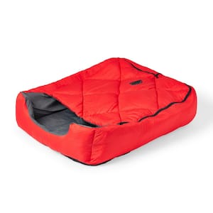 36 in. x 28 in. x 10 in. Pet Sleeping Bag with Zippered Cover and Insulation, Use as Pet Beds or Pet Mats, MD/Red