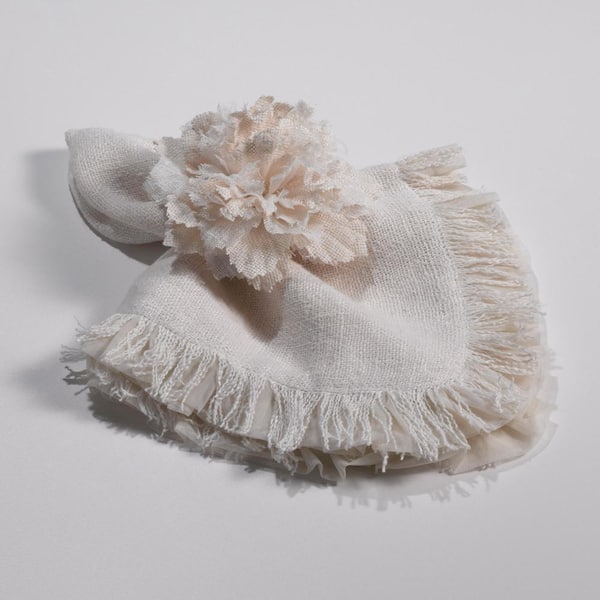 White handmade ruffled linen napkins