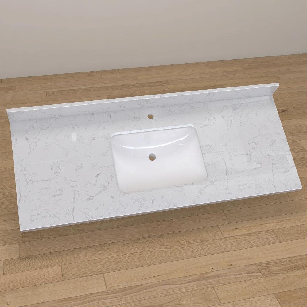 Kmi 48 in. W. x 22 in. D Engineered Stone Vanity Top Rectangular Single Sink Bathroom Vanity Top in White price history on PriceWatchPro