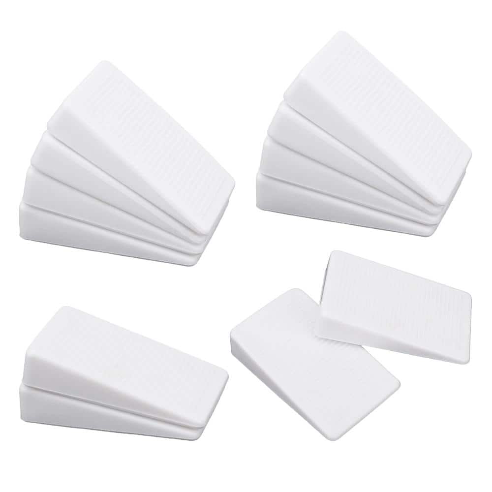 White PVC Furniture Leveling Shims 1.85 in Length Stackable Cuttable Wedge Shims 12 Pack Shims