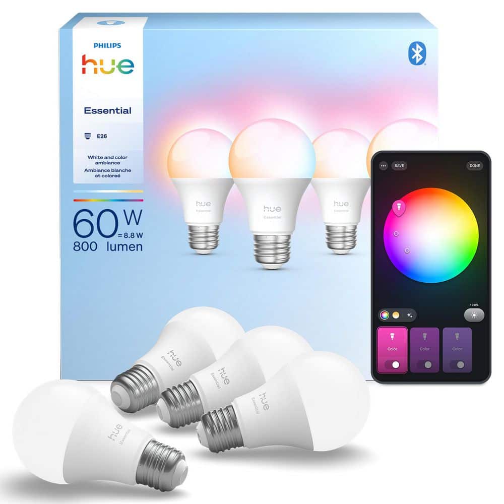 Philips Hue Essential 60-Watt Equivalent A19 Smart LED Color