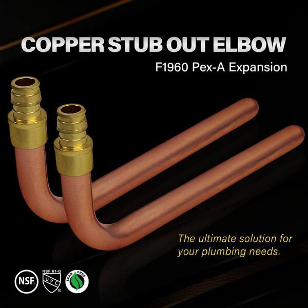 XFITTING Stub Out Elbow 1/2" PEX A Tubing - 3-1/2" X 8", F1960 Expansion - 25 Pack