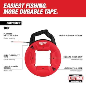 100 ft. Polyester Fish Tape with Flexible Metal Leader