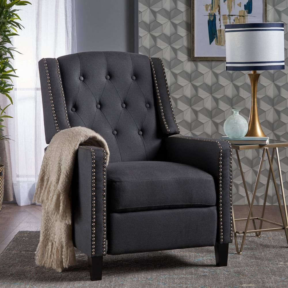 Handcrafted Brown Wood Recliner Accent Chair with Charcoal Finish