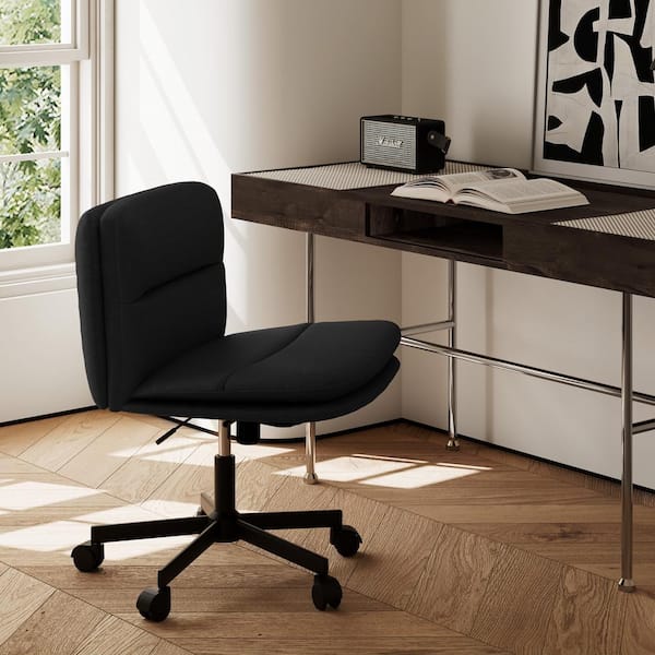 JEAREY Peel Contemporary Faux Leather Swivel Ergonomic Task Chair Office in Black with Enlarged Seat Width