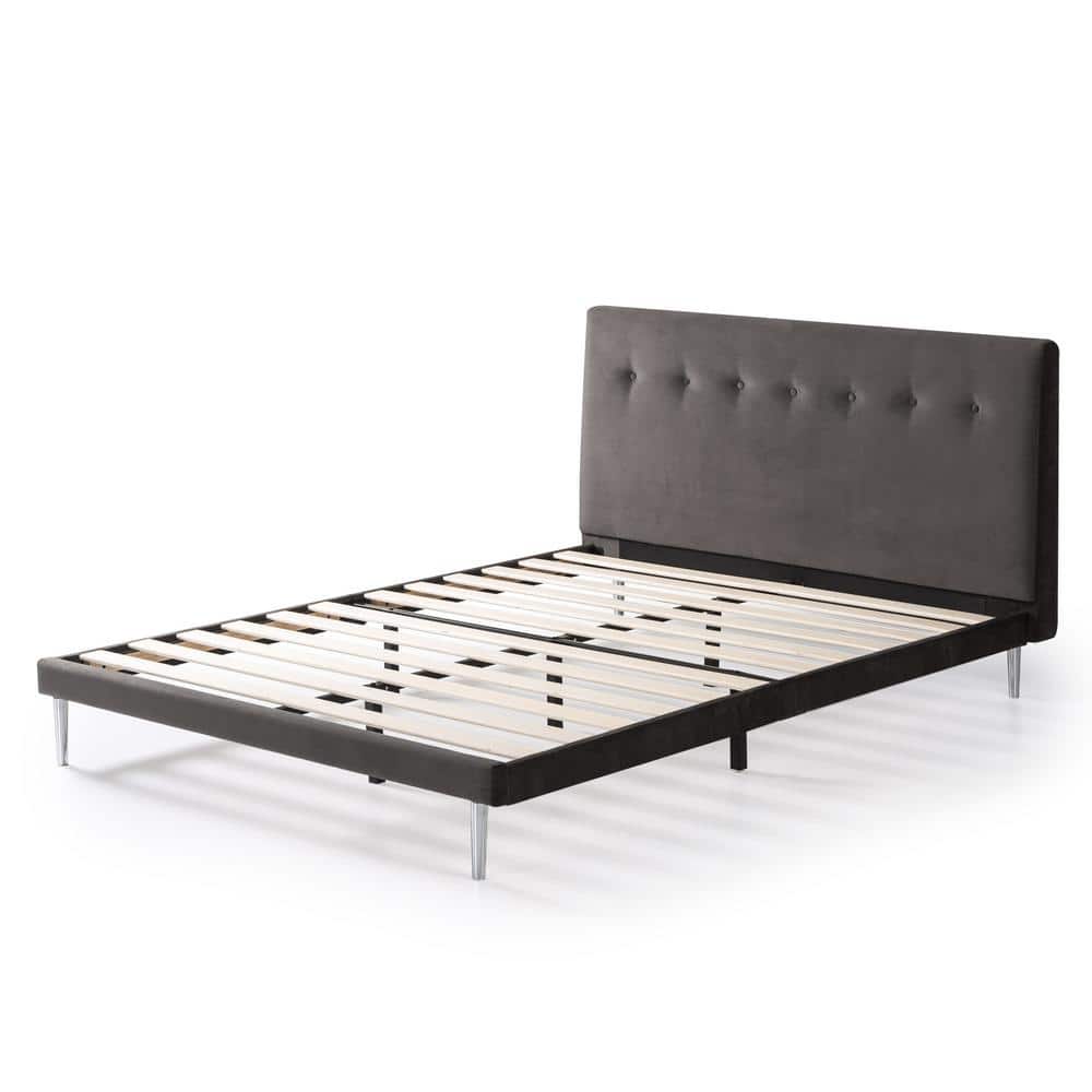 Zinus Taylor Charcoal Velvet Upholstered Full Bed Frame ZUFPPBC212F