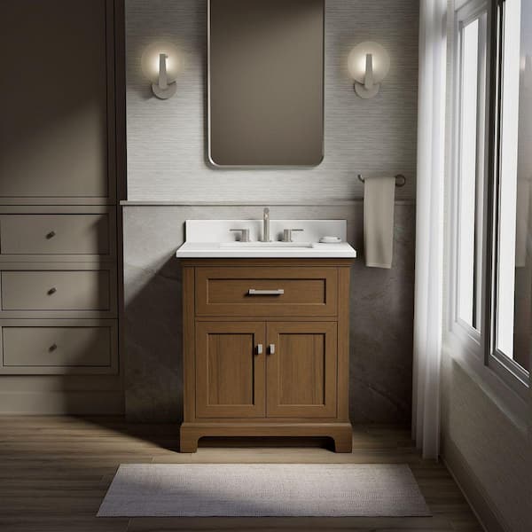 Charlemont 30.98 in. Draper Oak Bath Vanity with Quartz Top