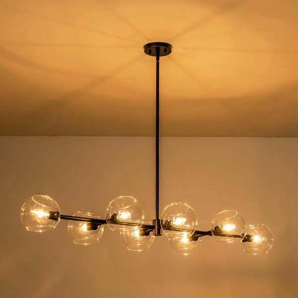 Rennnsan Josiah 8-Light Black Linear Branch Sputnik Pendant