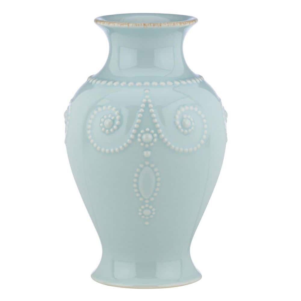 Lenox French Perle 8 in. Ice Blue Bouquet Vase 869508 - The Home Depot