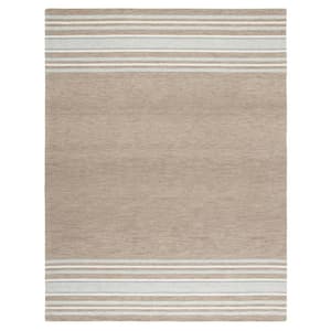 Metro Brown/Ivory 8 ft. x 10 ft. Striped Solid Color Area Rug