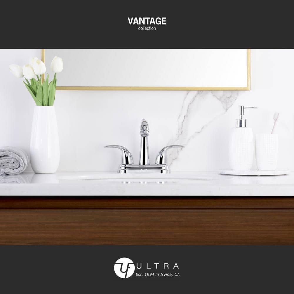Polished Chrome Two-Handle Centerset Bathroom Faucet