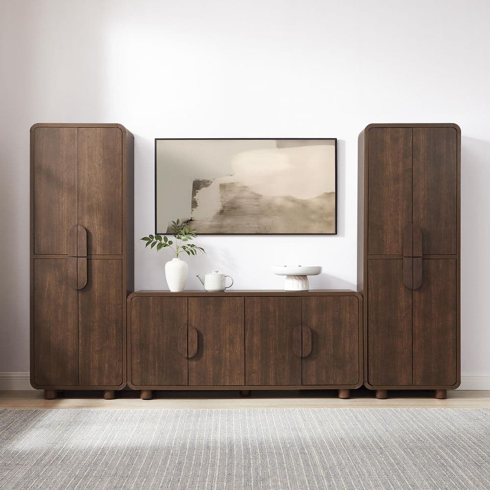 CROSLEY FURNITURE Millie Brown Wood 3-PC Buffet and Pantry Set