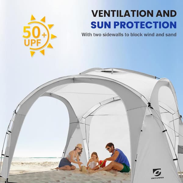 White 12 ft. x 12 ft. Beach Tent Sun Shelter Light-weight