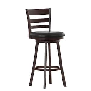 43.5 in. Espresso/Black Full Wood Bar Stool with Wood Seat