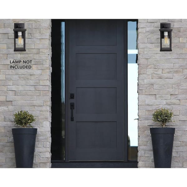 6.8 in. D x 11.6 in. H x 5 in. W 1-Light Black Outdoor Square Wall Lantern Sconce with Durable Clear Acrylic Lens