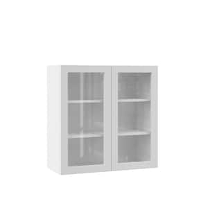 Designer Series Edgeley Assembled 30x30x12 in. Wall Kitchen Cabinet with Glass Doors in White