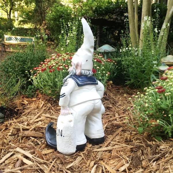 HOMESTYLES 14 in. H Navy Sailor Gnome in White Uniform with Duffel