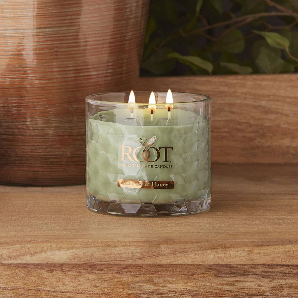 Tea Leaf & Honey Scented Beeswax 3-Wick Jar Candle