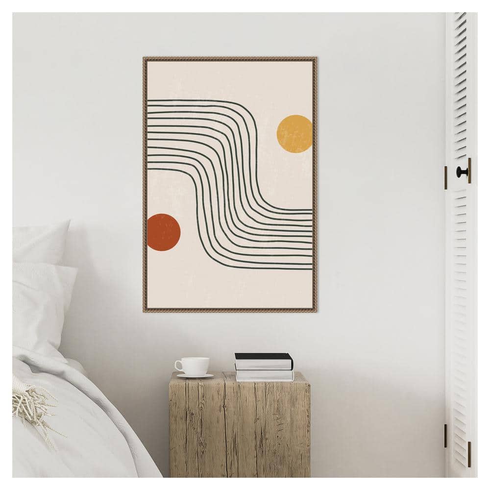 Minimal Shapes #6 Abstract Canvas Art with Bronze Frame