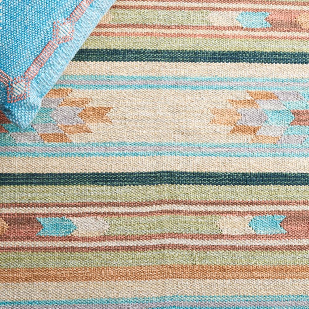 Handmade Brown and Ivory Geometric Cotton 8' x 10' Rug