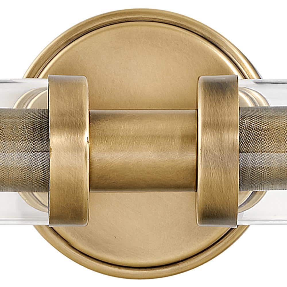 Vaughn Heritage Brass 2-Light Industrial Chic Bath Bar with Clear Glass