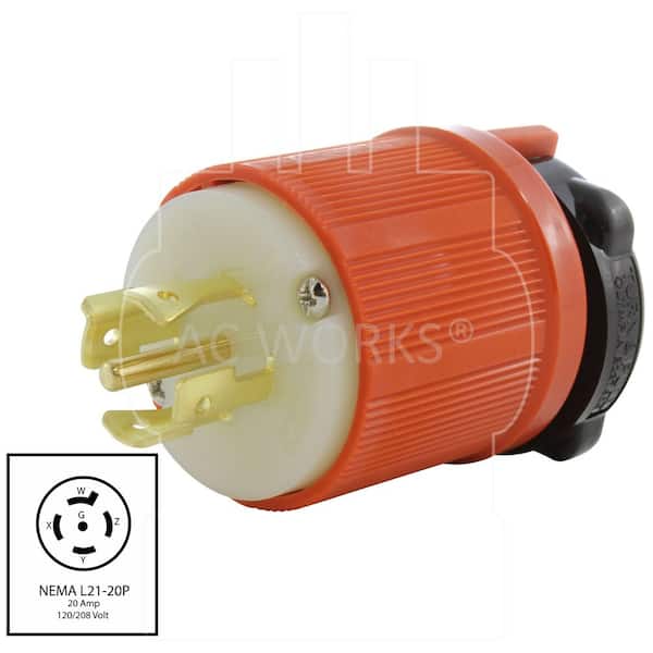 AC WORKS NEMA L21-20P 20A 3-Phase 120/208V 3PY, 5-Wire Locking