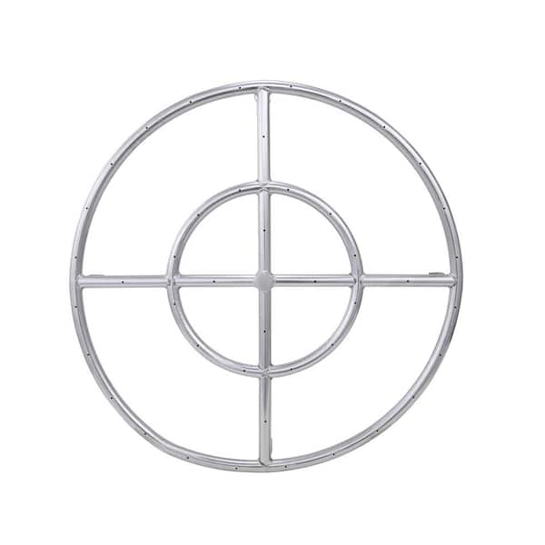 24 in. Round Drop-in Fire Pit Pan, Stainless Steel Fire Pit Burner, Natural & Propane Gas Fire Pan 92,000 BTU