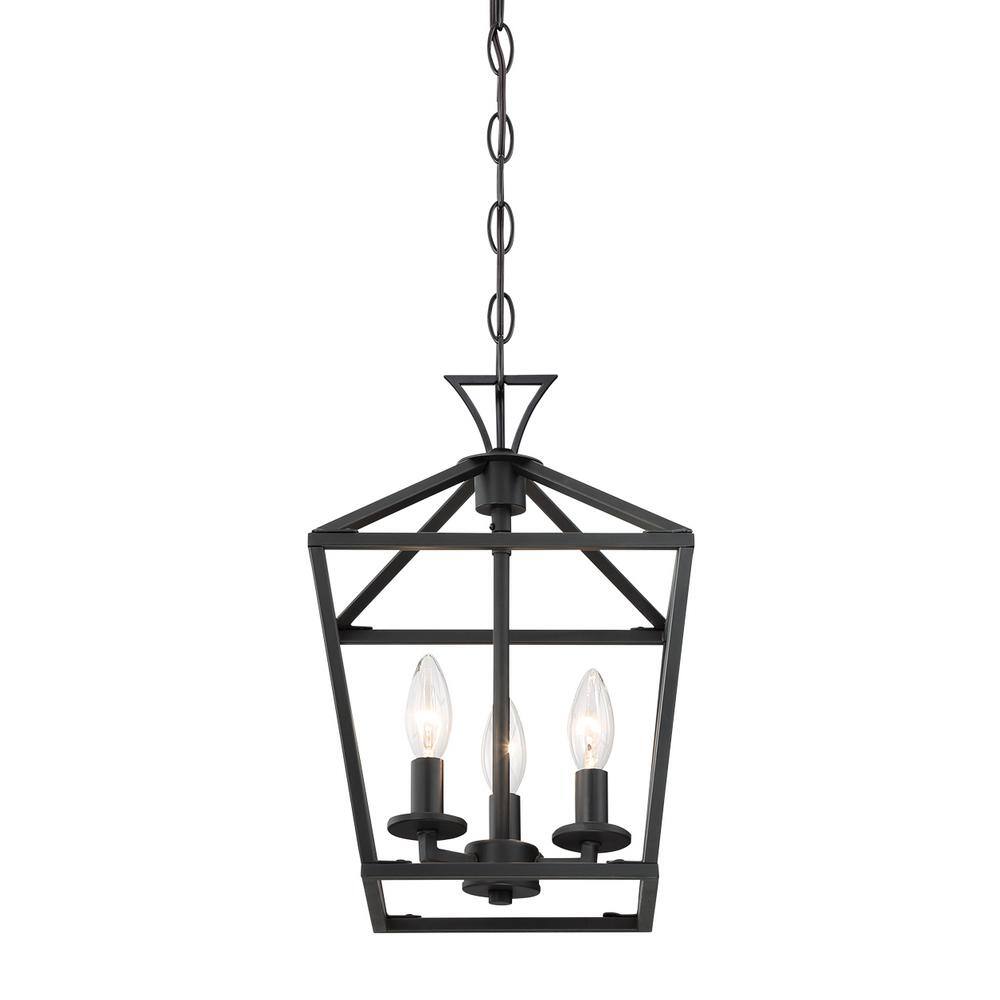 Townsend Matte Black 3-Light Pendant with Adjustable Chain