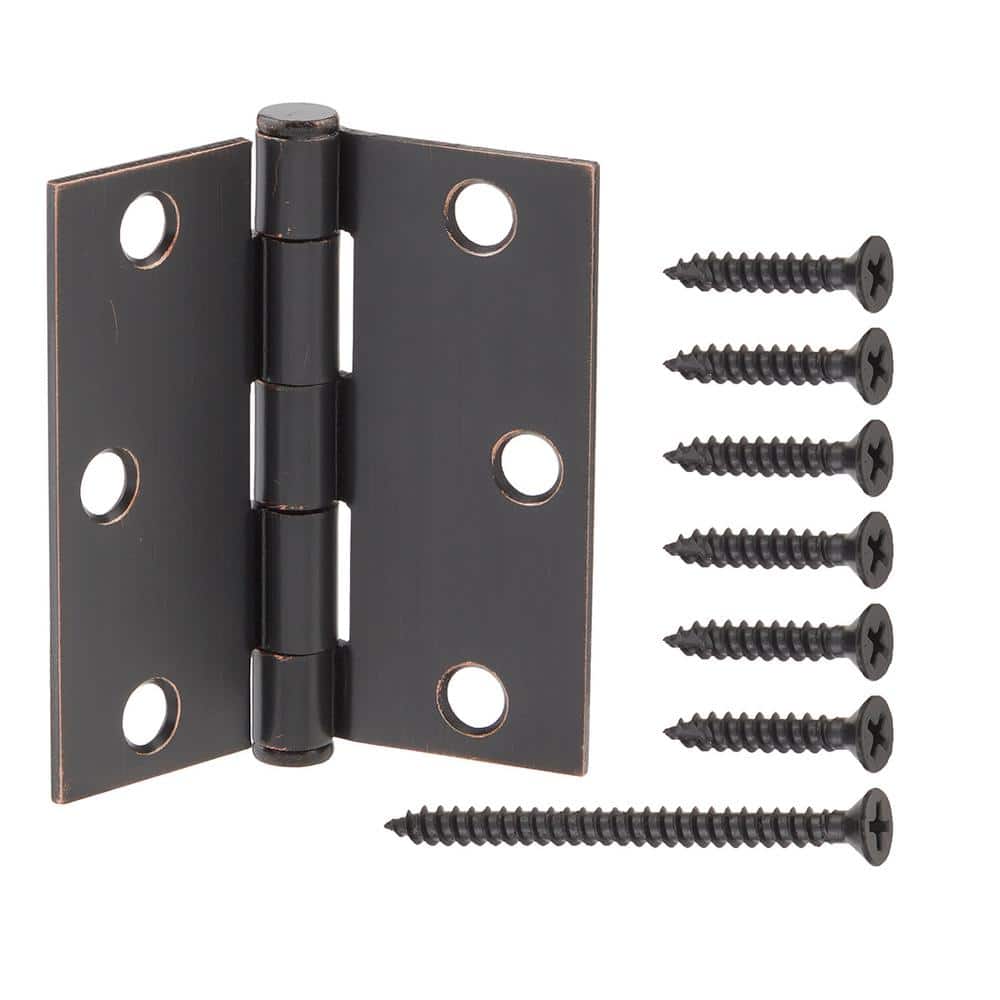 3 in. Square Radius Oil-Rubbed Bronze Squeak-Free Door Hinge