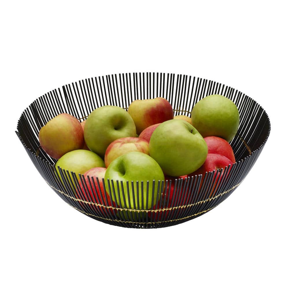 Black and Gold Iron Round Centerpiece Fruit Basket