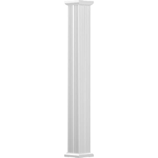 AFCO 10' x 3-1/2" Endura-Aluminum Column, Square Shaft (Post Wrap Installation), Non-Tapered, Fluted, Gloss White Finish