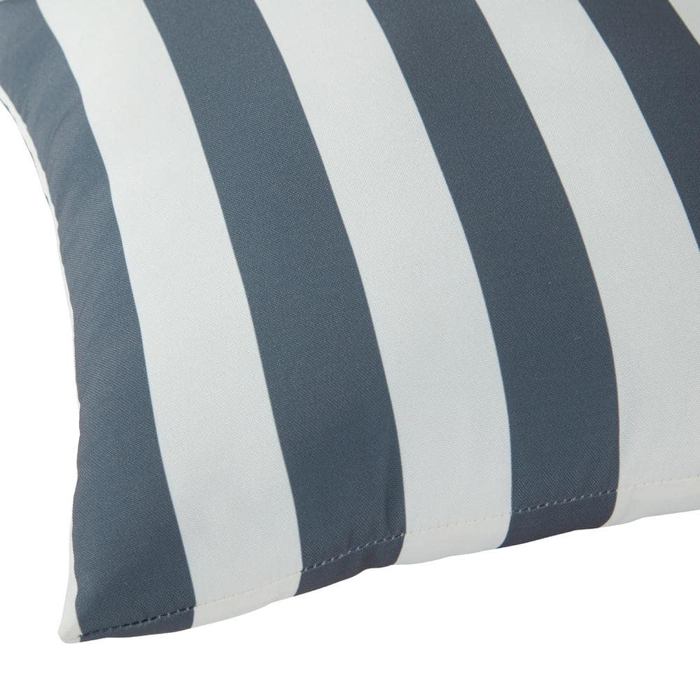 Canopy Stripe Gray 19 x 12 Inch Outdoor Rectangle Throw Pillow Set