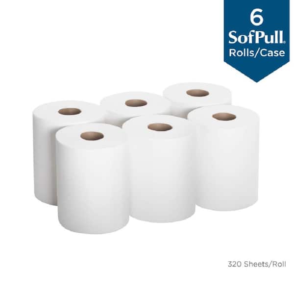 SofPull Premium 1-Ply Center Pull Paper Towels (320 Sheets per Roll, 6 Rolls Per Case)
