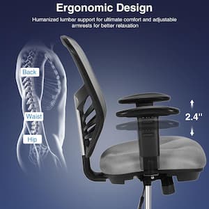 Grey Mesh Drafting Chair Office Chair Adjustable Armrests and Foot-Ring