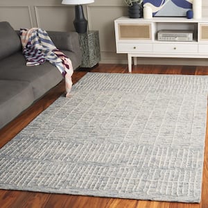 Abstract Light Blue/Ivory 8 ft. x 10 ft. Abstract Light Blue/Ivory Linear Area Rug